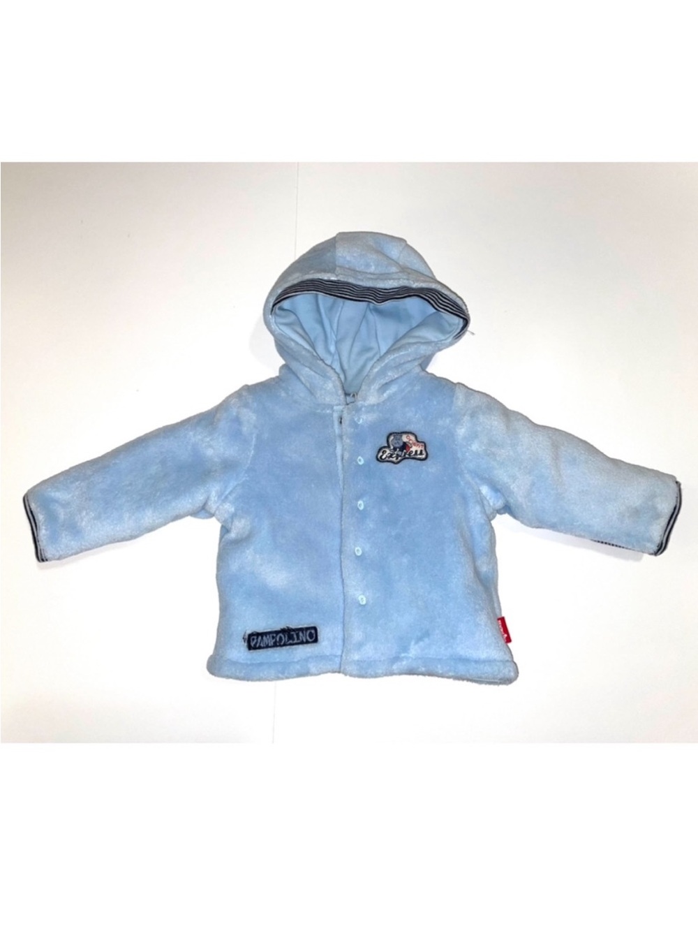 Pampolina Soft Cozy Light Blue Snap Baby Hoodie Jacket 6 Months NWT